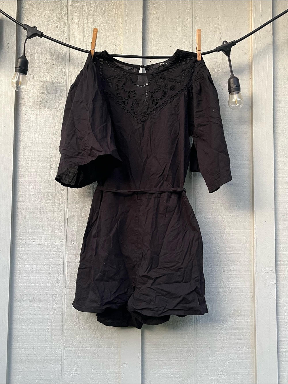 Only Black Eyelet Romper Shorts